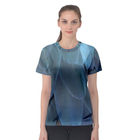 Feather Plumage Blue Parrot Women s Sport Mesh Tee by Nexatart