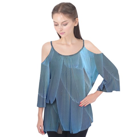 Feather Plumage Blue Parrot Flutter Tees by Nexatart