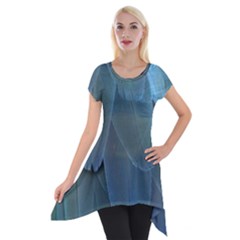 Feather Plumage Blue Parrot Short Sleeve Side Drop Tunic by Nexatart