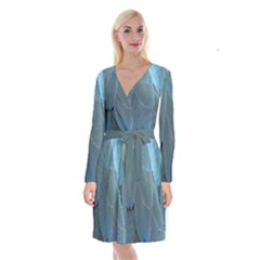 Feather Plumage Blue Parrot Long Sleeve Velvet Front Wrap Dress by Nexatart