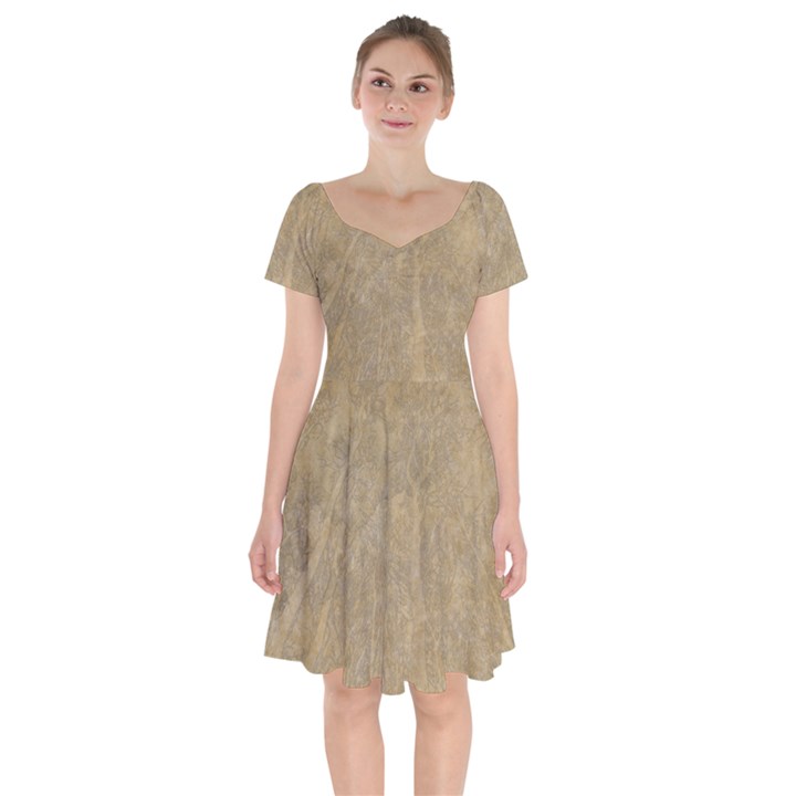 Abstract Forest Trees Age Aging Short Sleeve Bardot Dress