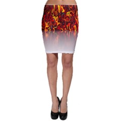 Effect Pattern Brush Red Orange Bodycon Skirt by Nexatart