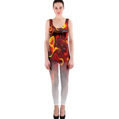 Effect Pattern Brush Red Orange Onepiece Catsuit by Nexatart