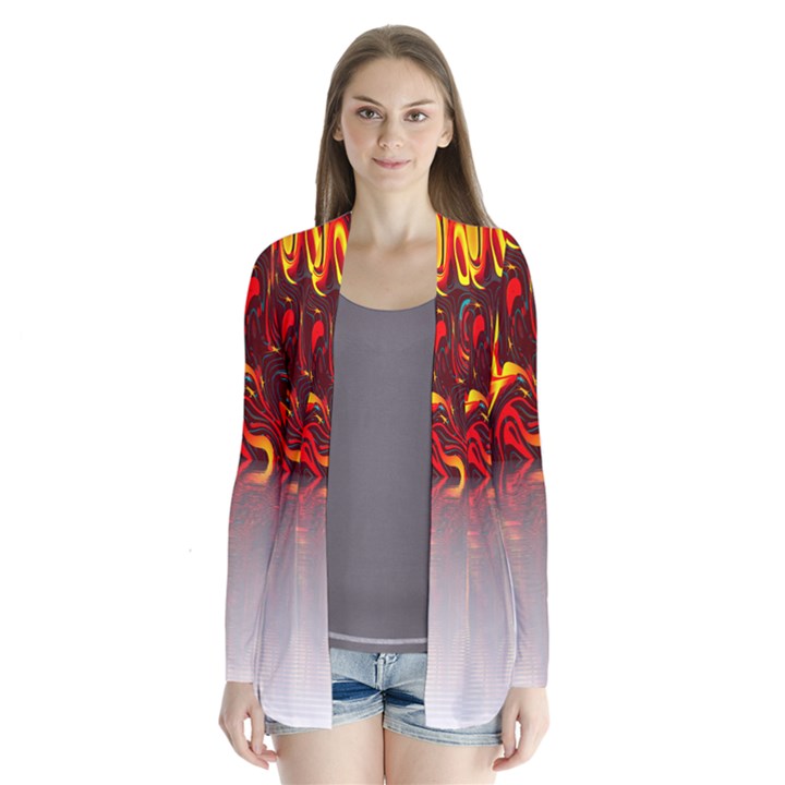 Effect Pattern Brush Red Orange Cardigans