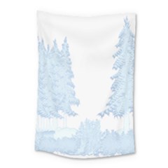 Winter Snow Trees Forest Small Tapestry by Nexatart