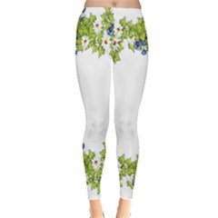 Birthday Card Flowers Daisies Ivy Leggings  by Nexatart