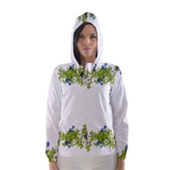 Birthday Card Flowers Daisies Ivy Hooded Wind Breaker (women) by Nexatart