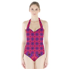 Retro Abstract Boho Unique Halter Swimsuit by Nexatart