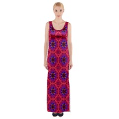 Retro Abstract Boho Unique Maxi Thigh Split Dress by Nexatart