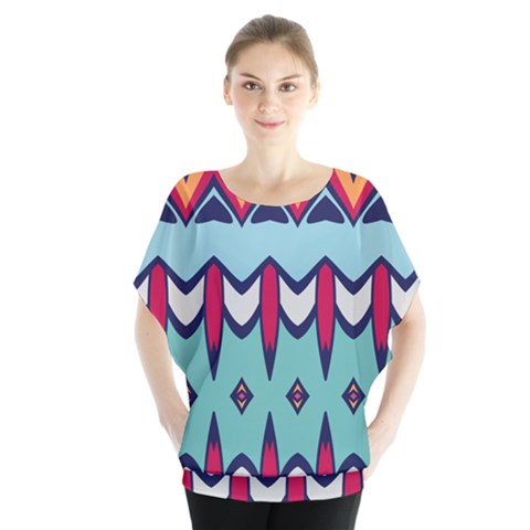 Rhombus Hearts And Other Shapes                Batwing Chiffon Blouse by LalyLauraFLM