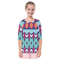 Rhombus Hearts And Other Shapes         Kids  Quarter Sleeve Raglan Tee