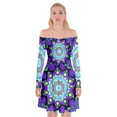 Graphic Isolated Mandela Colorful Off Shoulder Skater Dress