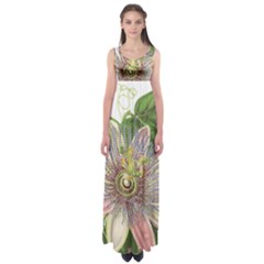 Passion Flower Flower Plant Blossom Empire Waist Maxi Dress by Nexatart