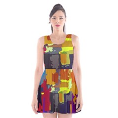 Abstract Vibrant Colour Scoop Neck Skater Dress by Nexatart