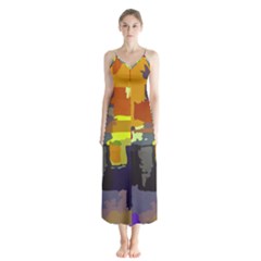 Abstract Vibrant Colour Chiffon Maxi Dress