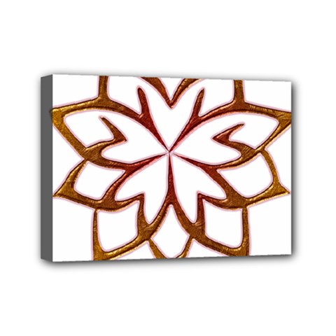 Abstract Shape Outline Floral Gold Mini Canvas 7  X 5  by Nexatart