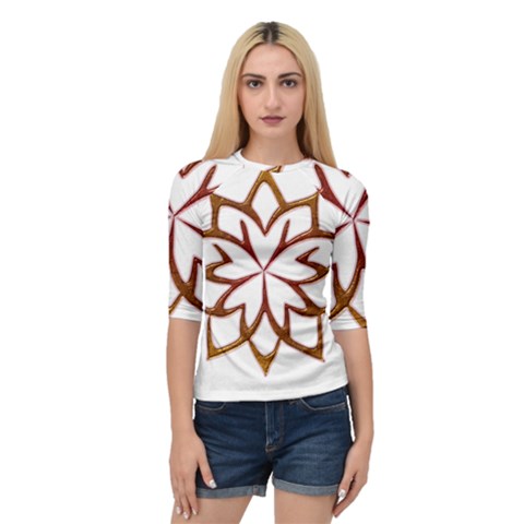 Abstract Shape Outline Floral Gold Quarter Sleeve Tee by Nexatart