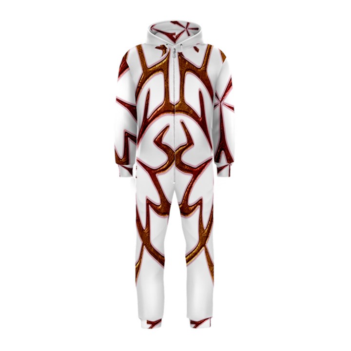 Abstract Shape Outline Floral Gold Hooded Jumpsuit (Kids)