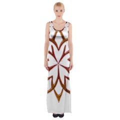 Abstract Shape Outline Floral Gold Maxi Thigh Split Dress by Nexatart