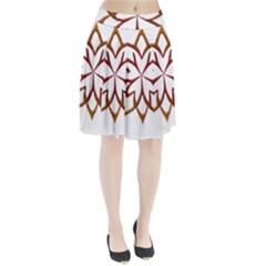 Abstract Shape Outline Floral Gold Pleated Skirt by Nexatart