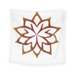 Abstract Shape Outline Floral Gold Square Tapestry (small) by Nexatart