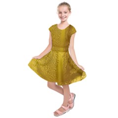 Beer Beverage Glass Yellow Cup Kids  Short Sleeve Dress by Nexatart