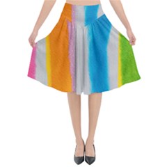 Watercolors Stripes          Flared Midi Skirt