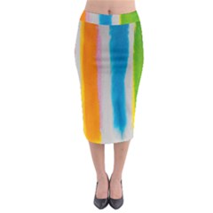 Watercolors Stripes               Midi Pencil Skirt by LalyLauraFLM