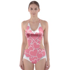 Heart Stripes Symbol Striped Cut-out One Piece Swimsuit by Nexatart