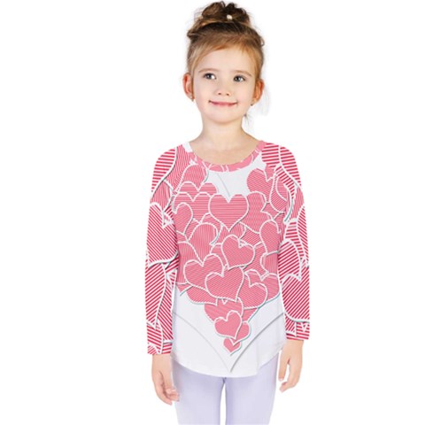 Heart Stripes Symbol Striped Kids  Long Sleeve Tee by Nexatart