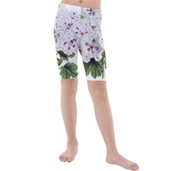 Flower Plant Blossom Bloom Vintage Kids  Mid Length Swim Shorts by Nexatart