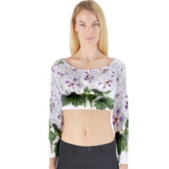 Flower Plant Blossom Bloom Vintage Long Sleeve Crop Top by Nexatart