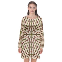 Kaleidoscope Online Triangle Long Sleeve Chiffon Shift Dress 