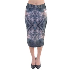 Storm Nature Clouds Landscape Tree Velvet Midi Pencil Skirt by Nexatart