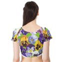 Spring Pansy Blossom Bloom Plant Short Sleeve Crop Top (Tight Fit) View2