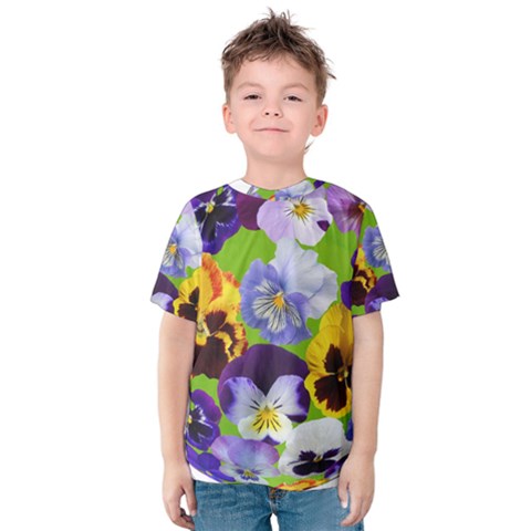 Spring Pansy Blossom Bloom Plant Kids  Cotton Tee by Nexatart