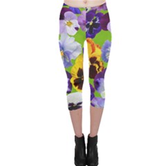 Spring Pansy Blossom Bloom Plant Capri Leggings  by Nexatart