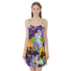 Spring Pansy Blossom Bloom Plant Satin Night Slip by Nexatart