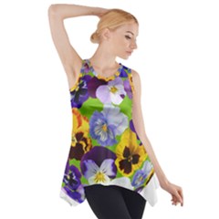 Spring Pansy Blossom Bloom Plant Side Drop Tank Tunic by Nexatart