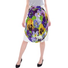 Spring Pansy Blossom Bloom Plant Midi Beach Skirt by Nexatart