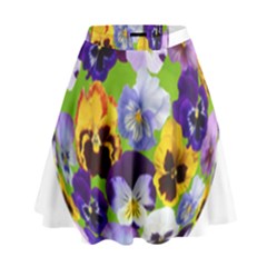 Spring Pansy Blossom Bloom Plant High Waist Skirt by Nexatart