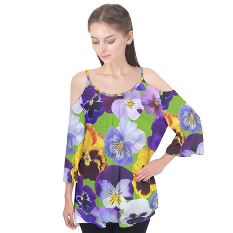 Spring Pansy Blossom Bloom Plant Flutter Tees by Nexatart