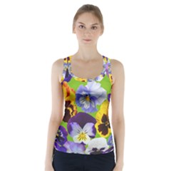 Spring Pansy Blossom Bloom Plant Racer Back Sports Top by Nexatart