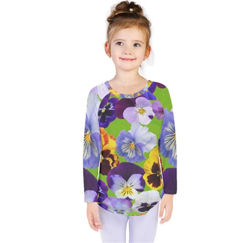 Spring Pansy Blossom Bloom Plant Kids  Long Sleeve Tee by Nexatart