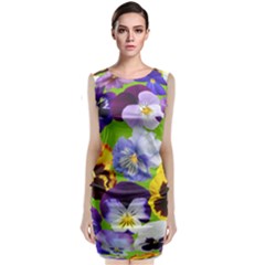 Spring Pansy Blossom Bloom Plant Sleeveless Velvet Midi Dress by Nexatart