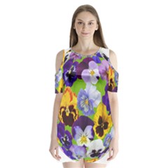 Spring Pansy Blossom Bloom Plant Shoulder Cutout Velvet  One Piece by Nexatart