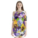 Spring Pansy Blossom Bloom Plant Shoulder Cutout Velvet  One Piece View1