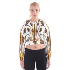 Scroll Gold Floral Design Cropped Sweatshirt by Nexatart