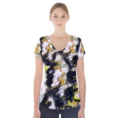 Canvas Acrylic Digital Design Short Sleeve Front Detail Top by Nexatart