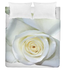 Flower White Rose Lying Duvet Cover Double Side (queen Size) by Nexatart